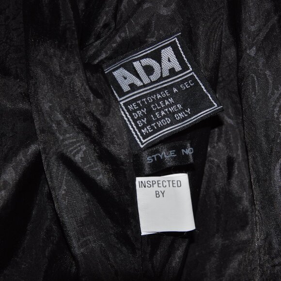 New Vintage 90s ADA Tailored Black Leather Jacket  Inverness Cape Dress Coat 7 M - Picture 12 of 13